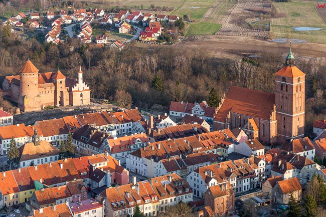 Reszel, panorama lotnicza starego miasta. EU, Pl, Warm-Maz. Lotnicze.